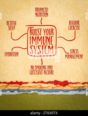 boost your immune system - mind map sketch on a napkin with a bowl of ...