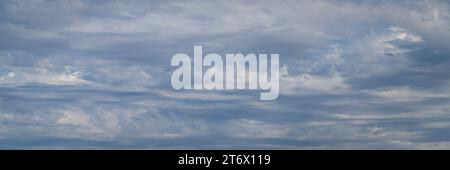 gray sky with stormy dramatic clouds - panorama Stock Photo