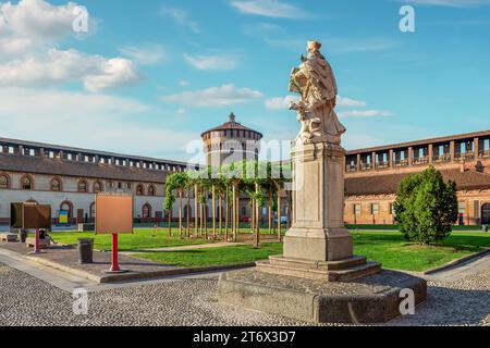 Inside view of Sforza Castle Italy, Milan Stock Photo