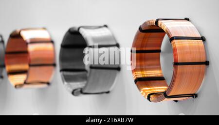 Coil of copper wire for welding tools and other industrial applications Stock Photo