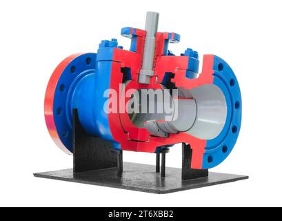 Gate valve in section isolated on white background. Manual valve. Prepared Latch Industrial Pipe Valve Isolated on white background Stock Photo