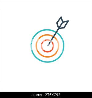 Target aim or goal icon. Successful accuracy shoot. Darts arrow target aim symbol. targeting icon. Stock vector illustration isolated on white Stock Vector