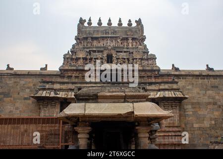 Airavatesvara Temple is a Hindu temple of Dravidian architecture located in Darasuram town in Kumbakonam, Thanjavur District in the South Indian state Stock Photo