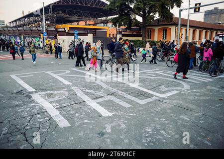 Bologna, Italy. 12 November, 2023. People protest in support of Gaza. The action is being held to call for a ceasefire in the Hamas-Israel conflict. Credit: Massimiliano Donati/Alamy Live News Stock Photo