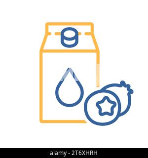 Carton of milk with flavor blueberry vector icon. Dairy product sign. Graph symbol for cooking web site and apps design, logo, app, UI Stock Vector