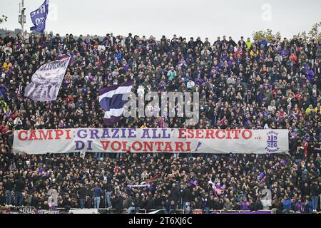 Fiorentina supporters  during  ACF Fiorentina vs Bologna FC, Italian soccer Serie A match in Florence, Italy, November 12 2023 Stock Photo