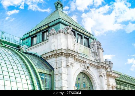 Vienna, Austria - October 4, 2023: Detailed view of the Palmenhaus - Glashaus in the Burggarten Stock Photo