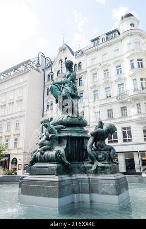 Vienna, Austria - October 4, 2023: A detailed view of the Donnerbrunnen fountain in the center of Vienna Stock Photo