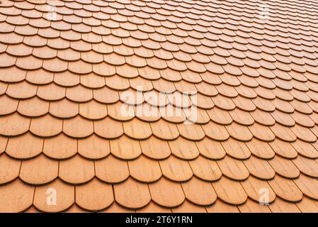 Background of six-tile laying on roof. Stock Photo