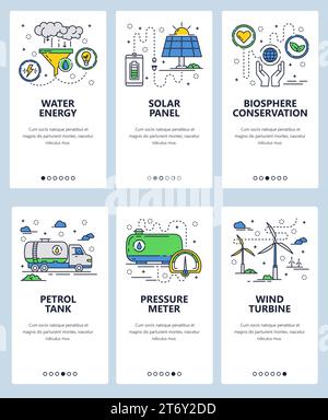 energy conservation green save onboarding icons set vector Stock Vector ...