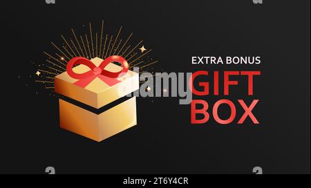 Gift box card.Extra bonus in magic giftbox. Stock Vector