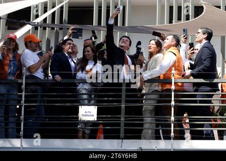 Mexico City, Mexico. 12th Nov, 2023. The governor of the state of Nuevo Leon, Samuel Garcia, registered as a pre-candidate for the presidency at the national headquarters of the Citizen Movement party in Mexico City. on November 12, 2023 in Mexico City, Mexico (Credit Image: © Luis Barron/eyepix via ZUMA Press Wire) EDITORIAL USAGE ONLY! Not for Commercial USAGE! Credit: ZUMA Press, Inc./Alamy Live News Stock Photo