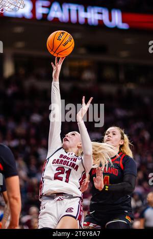 South Carolina Forward Chloe Kitts (21) Looks To Pass Over Mississippi 