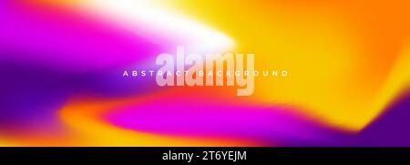 Purple and yellow blurred creative holographic banner design. Abstract colorful liquid bright colors background. Futuristic multi colored wide Stock Vector
