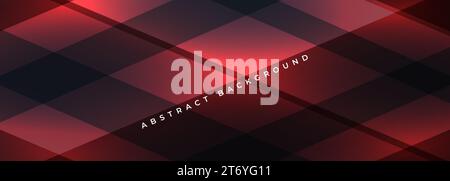 Dark red modern abstract wide banner background with geometric shapes and shadows. Vector illustration Stock Vector