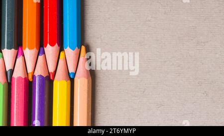 Set bright colored pencils Stock Photo