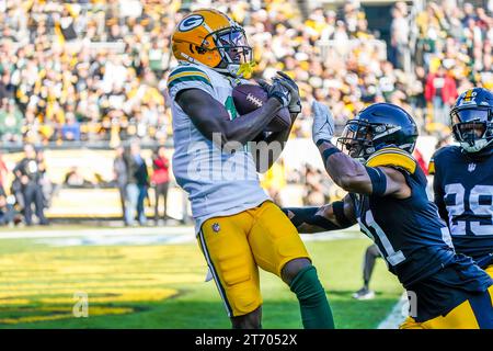 Pittsburgh, Pennsylvania, USA. November 12, 2023, Pittsburgh, Pennsylvania, USA: Nov. 12, 2023: Jayden Reed #11 during the Pittsburgh Steelers vs Green Bay Packers game in Pittsburgh PA at Acrisure Stadium. Brook Ward/AMG (Credit Image: © AMG/AMG via ZUMA Press Wire) EDITORIAL USAGE ONLY! Not for Commercial USAGE! Credit: ZUMA Press, Inc./Alamy Live News Stock Photo