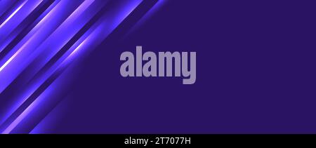Glowing diagonal lines corner background. Blue purple neon gradient stripes wallpaper. Abstract motion effect light trails backdrop for banner, poster, leaflet, cover, booklet, brochure, flyer. Vector Stock Vector