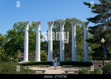 Fulton, MO - Oct. 1, 2023:These columns are all that remain of the original  Westminster Hall on Westminster College campus. Stock Photo