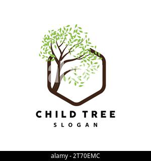 Tree Logo, Life Balance Education Vector, Luxurious Elegant Simple Tree Design, Playground Illustration Icon Stock Vector