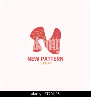 Punchy abstract logo in the shape of the letter N with a stripe pattern. Stock Vector