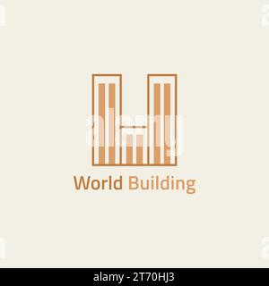 The logo of three tall buildings resembling the letter W. Stock Vector