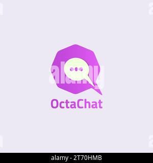 Chat app logo with octagon shape and letter Q. Stock Vector