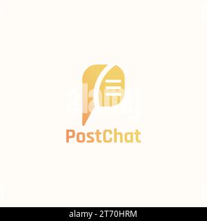 Message sharing application logo in the shape of the letter P and podcasts. Stock Vector