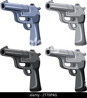 A collection of vector cartoon gun illustrations in a simple style Stock Vector