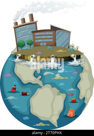 Illustration depicting the iconic Earth suffering from global warming crisis and pollution Stock Vector