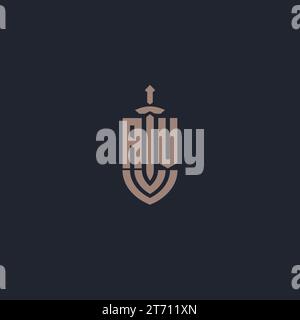 AV logo monogram with sword and shield style design template vector Stock Vector