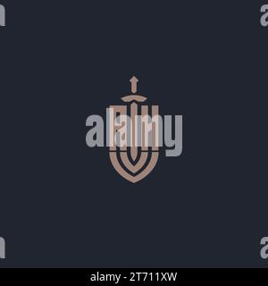 AH logo monogram with sword and shield style design template vector Stock Vector