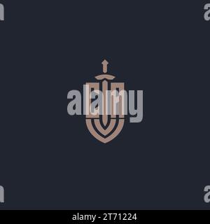 CA logo monogram with sword and shield style design template vector Stock Vector