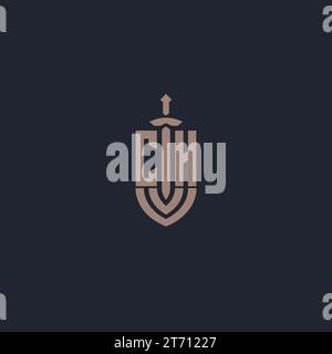 CH logo monogram with sword and shield style design template vector Stock Vector