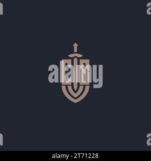 CB logo monogram with sword and shield style design template vector Stock Vector
