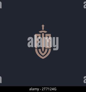 FB logo monogram with sword and shield style design template vector Stock Vector