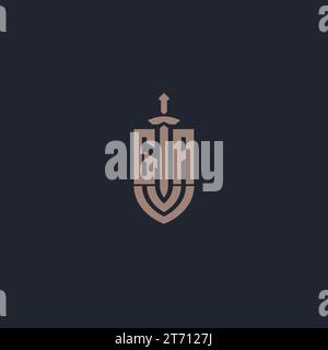 GA logo monogram with sword and shield style design template vector Stock Vector