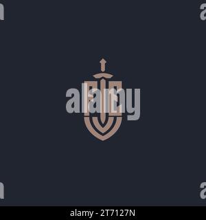 FE logo monogram with sword and shield style design template vector Stock Vector