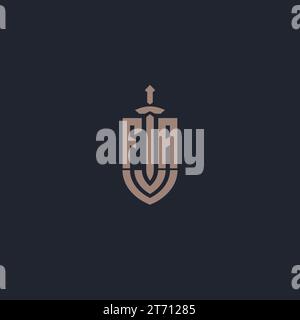 FA logo monogram with sword and shield style design template vector Stock Vector