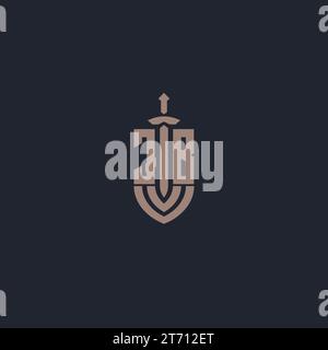 JB logo monogram with sword and shield style design template vector Stock Vector