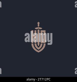 HQ logo monogram with sword and shield style design template vector Stock Vector