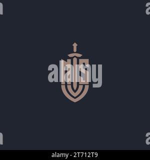 NS logo monogram with sword and shield style design template vector Stock Vector