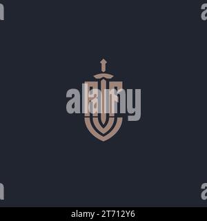 RF logo monogram with sword and shield style design template vector Stock Vector