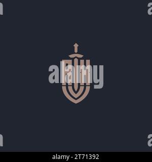 RX logo monogram with sword and shield style design template vector Stock Vector