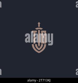 TB logo monogram with sword and shield style design template vector Stock Vector