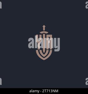 YA logo monogram with sword and shield style design template vector Stock Vector