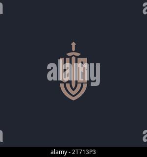 VB logo monogram with sword and shield style design template vector Stock Vector