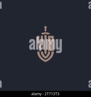 YB logo monogram with sword and shield style design template vector Stock Vector