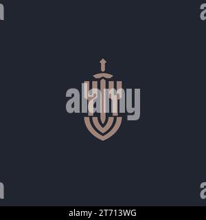 YY logo monogram with sword and shield style design template vector Stock Vector