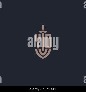 YO logo monogram with sword and shield style design template vector Stock Vector